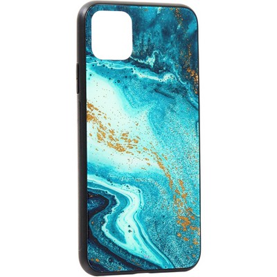 Чехол-накладка закаленное стекло Deppa Glass Case D-87267 для iPhone 11 Pro Max (6.5") 2.0мм Голубой Агат - фото 55703