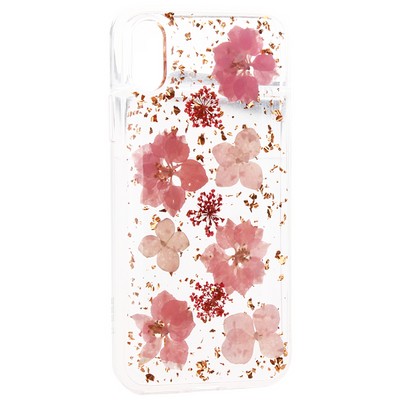 Чехол-накладка силиконовая KZDOO Flowers TPU+Dried Flowers+Lucite для Iphone XS Max (6.5") Розовая - фото 25476