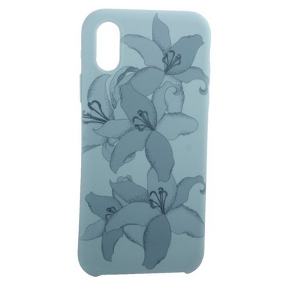 Чехол-накладка силиконовый Silicone Cover для iPhone XS/ X (5.8") Орхидея Бирюзовый - фото 30850