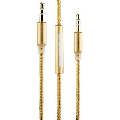 Кабель с микрофоном COTECi S3 Nylon Audio line with Mic CS5059-CE 3.5mm (1.5 м) Золотистый - фото 55875