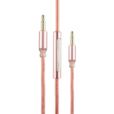 Кабель с микрофоном COTECi S3 Nylon Audio line with Mic CS5059-MRG 3.5mm (1.5 м) Розовое золото - фото 55879