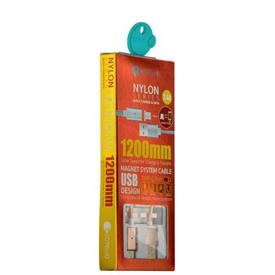 Дата-кабель USB COTECi M42 с индикатором NYLON USB Type-C+Magnet System CS2156-MRG (1.2 м) Розовое золото - фото 55863