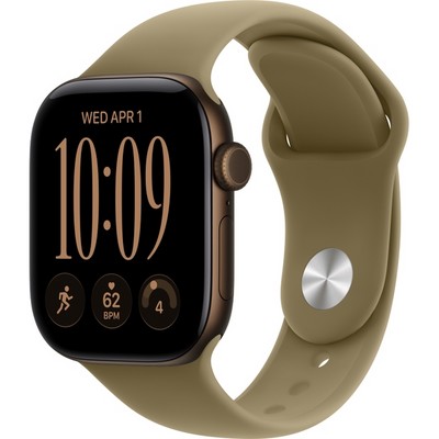 Apple Watch Series 12 42mm GPS Dark Bronze Aluminum Case with Olive Sport Band SM/ML - фото 105039