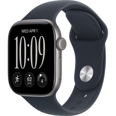 Apple Watch Series 12 42mm GPS Space Gray Aluminum Case with Navy Blue Sport Band SM/ML - фото 105120