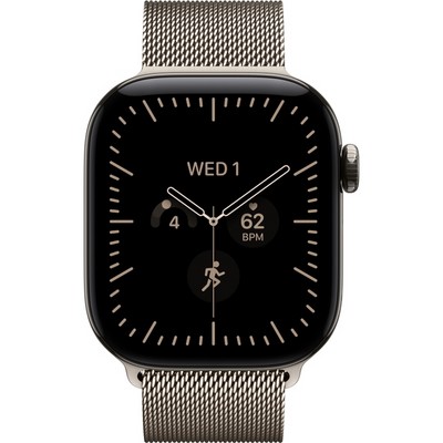 Apple Watch Series 12 42mm GPS + Cellular Natural Titanium Case with Radiant Gold Milanese Loop SM/ML - фото 105158