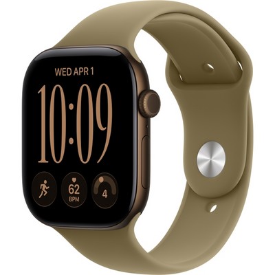 Apple Watch Series 12 46mm GPS Dark Bronze Aluminum Case with Olive Sport Band SM/ML - фото 105171