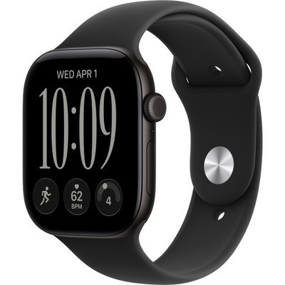 Apple Watch Series 12 46mm GPS Black Aluminum Case with Black Sport Band SM/ML - фото 105239