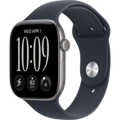 Apple Watch Series 12 46mm GPS Space Gray Aluminum Case with Navy Blue Sport Band SM/ML - фото 105249