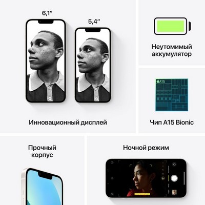 Apple iPhone 13 128GB Starlight (cияющая звезда) A2633/31 - фото 43539