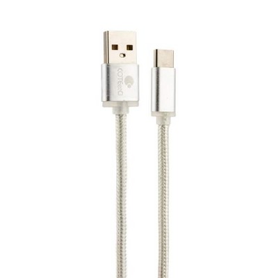 Дата-кабель USB COTECi M20 NYLON series Type-C Cable CS2128-0.2M-TS (0.2m) Серебристый - фото 55937