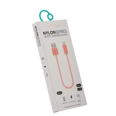 Дата-кабель USB COTECi M20 NYLON series Type-C Cable CS2128-0.2M-TS (0.2m) Серебристый - фото 55938