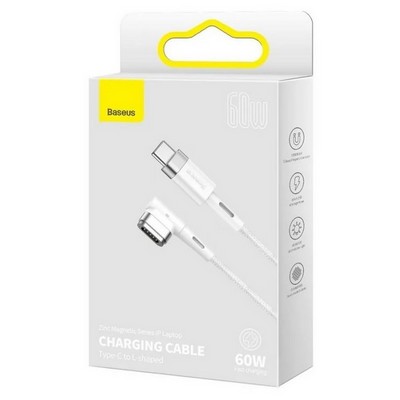 Дата-кабель Baseus Zinc Magnetic Series iP Laptop Charging Type-C to T-shaped Port Cable 60W (CATXC-W02) 2.0 м Белый - фото 56185
