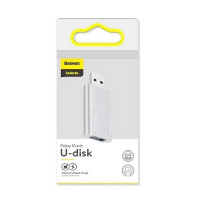 Адаптер Baseus Enjoy Music U-disk (64G) Listen to songs & charge (ACUP-C0S) Серебристый - фото 55185