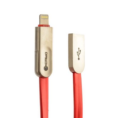Дата-кабель USB COTECi M13 FLAT series (2в1) Lightning+microUsb CS2120-RD (1.0 м) красный - фото 55833