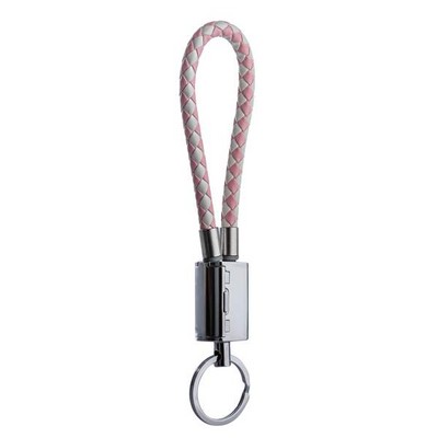 Дата-кабель-брелок USB COTECi M33 FASHION series MicroUSB Keychain Cable CS2146-WP (0.25m) white/ pink - фото 55845