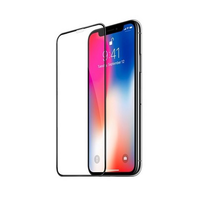 Стекло защитное Hoco Nano 3D A12 узкие силиконовые рамки для iPhone 11 Pro Max/ XS MAX (6.5") Black - фото 55240