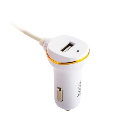 Автомобильное зарядное устройство Hoco Z14 Single (выход MicroUSB & USB: 5V & 2.1A) Белый - фото 50979