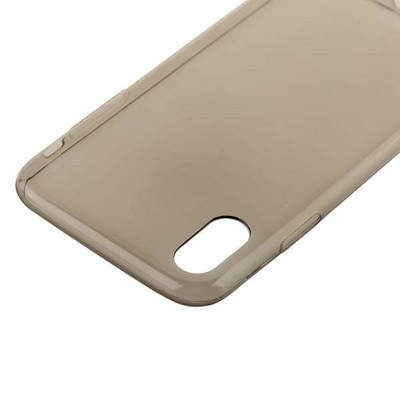 Чехол силиконовый для iPhone XS/ X (5.8") супертонкий в техпаке (прозрачно-чёрный) - фото 51117