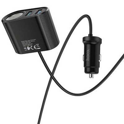 Разделитель автомобильный Hoco Z35A Companheiro front and rear seat Cigarette Lighter 100W Car Charger (3USB: 5V & 2.4A) Черный - фото 51505