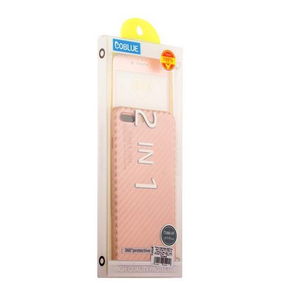 Чехол-накладка карбоновая Coblue 4D Glass & Carbon Case (2в1) для iPhone 8 Plus/ 7 Plus (5.5") Розовый - фото 52036