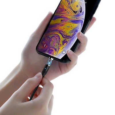 Дата-кабель USB Hoco U76 Magnetic charging data cable for Lightning (1.2м) (2.4A) Черный - фото 52978