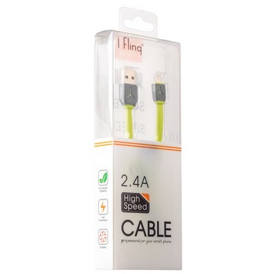 Дата-кабель USB iBacks High-speed Cable with Apple Lightning Connector-Speeder Series (1.0 м) - (ip60259) Green/ Gray - фото 53015