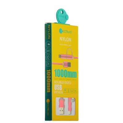 Дата-кабель USB COTECi M9 NYLON series 2в1 Lightning+MicroUsb cable CS2112-MR (1.0 м) красный - фото 53034