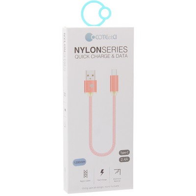 Дата-кабель USB COTECi M20 TYPE-C Nylon CS2128-TS (1.2m) Серебристый - фото 53065