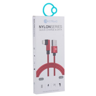 Дата-кабель USB COTECi M47 L NYLON series Lightning cable QUICK CHARGE CS2161-RD (1.2 м) 2.4А Красный - фото 53103