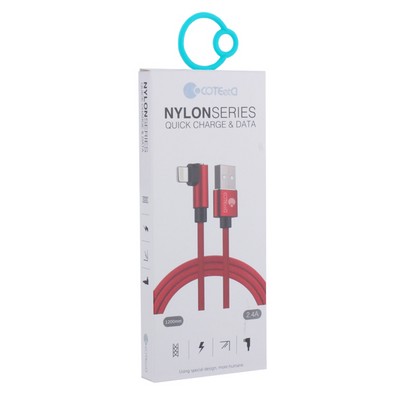 Дата-кабель USB COTECi M47 L NYLON series Lightning cable QUICK CHARGE CS2161-BK (1.2 м) 2.4А Черный - фото 53104