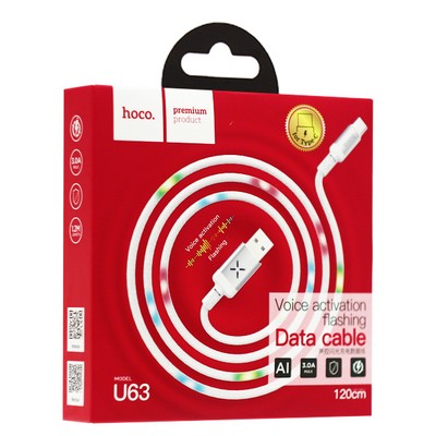 Дата-кабель USB Hoco U63 Spirit charging data cable for Type-C (1.2м) (2.4A) Белый - фото 53120