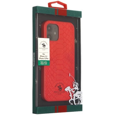 Накладка кожаная Club Knight Series для iPhone 12/ 12 Pro (6.1") Красная - фото 53610