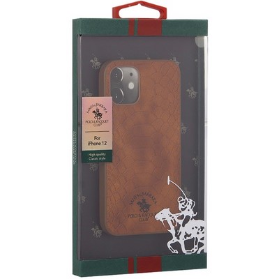 Накладка кожаная Club Knight Series для iPhone 12 mini (5.4") Коричневая - фото 53618