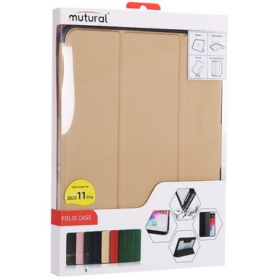 Чехол-подставка Mutural Folio Case Elegant series для iPad Pro (11") 2020г. кожаный (MT-P-010504) Золотой - фото 53813
