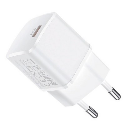 Адаптер питания Hoco N10 Starter single port PD20W+QC3.0 charger (USB-C: 5V max 3.1A/ 20Вт) Белый - фото 54061