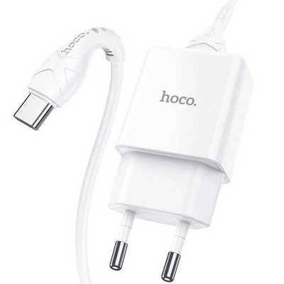 Адаптер питания Hoco N9 Especial single port charger с кабелем Type-C (USB: 5V max 2.1A) Белый - фото 54550