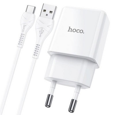 Адаптер питания Hoco N9 Especial single port charger с кабелем Type-C (USB: 5V max 2.1A) Белый - фото 54551
