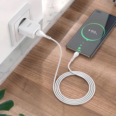 Адаптер питания Hoco N9 Especial single port charger с кабелем Type-C (USB: 5V max 2.1A) Белый - фото 54552