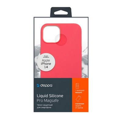 Чехол-накладка силикон Deppa Liquid Silicone Pro Magsafe Case D-88348 для iPhone 14 (6.1") Красный - фото 54938