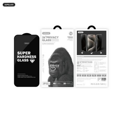 Стекло защитное SupGlass XC-12 АНТИШПИОН 3D Tempered Glass Твердость 9H для iPhone 15 Pro (6.1") 0.3mm Black - фото 62380