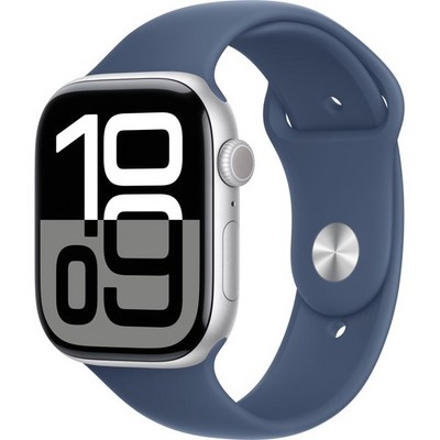 Apple Watch Series 10 GPS 46mm Silver Aluminum S/M/L Denim Sport Band - фото 63410