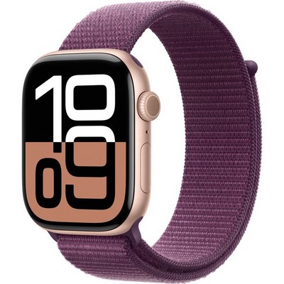 Apple Watch Series 10 GPS 46mm Rose Gold Aluminum Plum Sport Loop - фото 63447