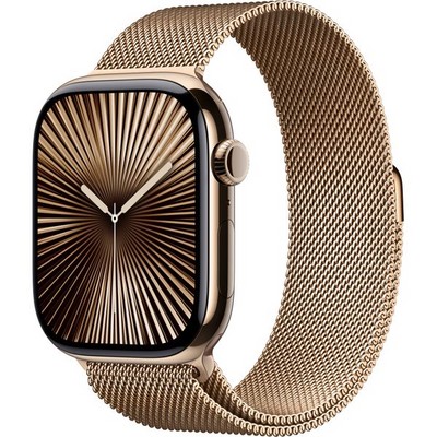 Apple Watch Series 10 GPS + Cellular 46mm S-M/M-L Gold Titanium Milanese Loop - фото 63482