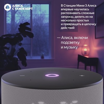 Яндекс Станция Мини 3 с Алисой на YaGPT, серый - фото 70616