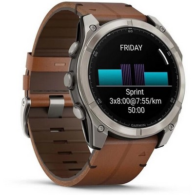 Garmin Fenix 8 51mm Amoled Sapphire Bare Titanium Black with Chestnut Leather Band + Black Silicone Band (010-02905-40) - фото 81825