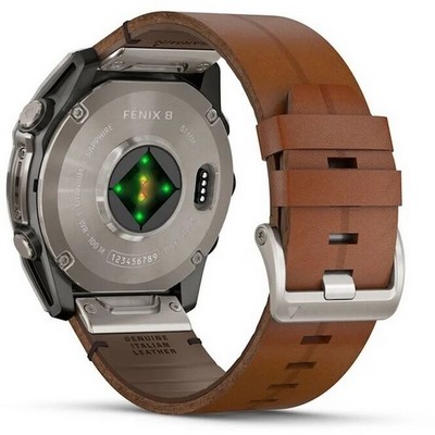 Garmin Fenix 8 51mm Amoled Sapphire Bare Titanium Black with Chestnut Leather Band + Black Silicone Band (010-02905-40) - фото 81827