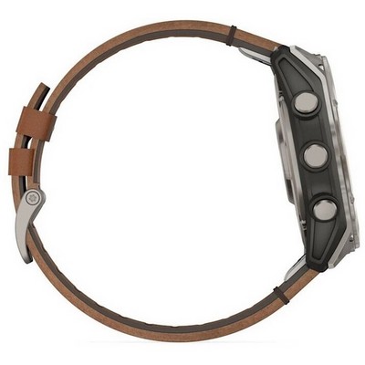 Garmin Fenix 8 51mm Amoled Sapphire Bare Titanium Black with Chestnut Leather Band + Black Silicone Band (010-02905-40) - фото 81828