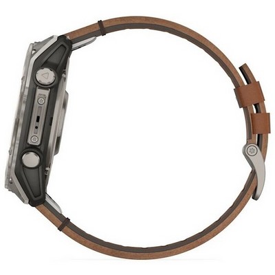 Garmin Fenix 8 51mm Amoled Sapphire Bare Titanium Black with Chestnut Leather Band + Black Silicone Band (010-02905-40) - фото 81829