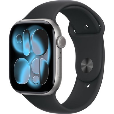 Apple Watch Series 11, 46 mm, Space Gray Aluminium Black Sport Band SM/ML - фото 83226