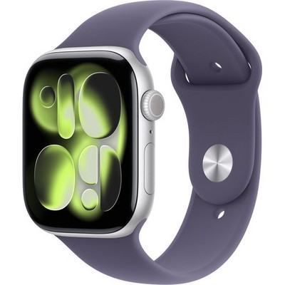 Apple Watch Series 11, 46 mm, Silver Aluminium Purple Fog Sport Band SM/ML - фото 83272